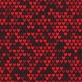 Seamless pattern with red hearts