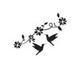 Flying Birds On Branch Vector, Hummingbirds silhouettes, Wall Decals, Birds Silhouette