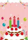Birthday card /invitation,greeting etc. Birthday cake illustration. No text Royalty Free Stock Photo