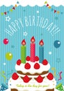 Birthday card /invitation,greeting etc. Birthday cake illustration. Royalty Free Stock Photo