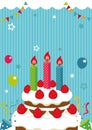 Birthday card /invitation,greeting etc. Birthday cake illustration. No text Royalty Free Stock Photo