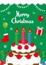 Christmas card /invitation,greeting etc. Christmas cake illustration. Royalty Free Stock Photo