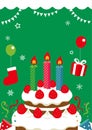 Christmas card /invitation,greeting etc. Christmas cake illustration. No text Royalty Free Stock Photo