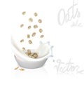 Wheat spike milk splashes isolated illustration