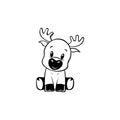 Cute cartoon character deer . Stylish moose in glasses.