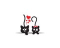 Two cats in love, funny illustration, vector, cartoon, children wall decals, kids wall artwork isolated on white background Royalty Free Stock Photo