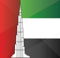 Silhouette of Burj Khalifa with UAE flag