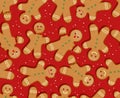 Seamless Holiday gingerbread man pattern for gift wrap.