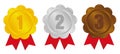 Ranking medal icon illustration set / 3 colors / from 1st place to 3rd place