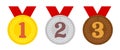 Ranking medal icon flat illustration set / from 1st place to 3rd place Royalty Free Stock Photo