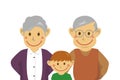 Grandparents and grandson vector illustration / upper body Royalty Free Stock Photo