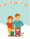 Nuclear family vector illustration / text space Royalty Free Stock Photo