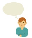 Thinking young man illustration  with speech bubble Royalty Free Stock Photo
