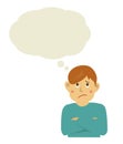 Thinking young man illustration  with speech bubble Royalty Free Stock Photo
