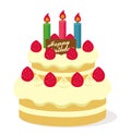 Happy birthday / Birthday cake illustration. Royalty Free Stock Photo