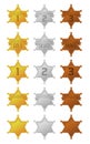 Sheriff badge ranking medal icon set