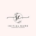 SC Letter Initial beauty monogram and elegant logo design, handwriting logo of initial signature, wedding, fashion, floral and bot