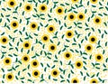 Vector Sunflowers and leaves Seamless Pattern