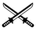 Crossed Katana , Japanese sword icon Royalty Free Stock Photo