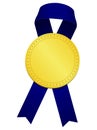 Ribbon and gold medal template illustration / blue Royalty Free Stock Photo