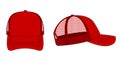 Trucker cap , mesh cap template illustration / red