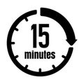 Clock , timer ,time passage icon / 15 minutes