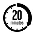 Clock , timer ,time passage icon / 20 minutes