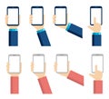 Hand holding smartphone template set Royalty Free Stock Photo