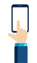 Touching smartphone template / male Royalty Free Stock Photo