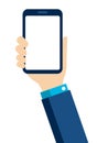 Hand holding smartphone template / male Royalty Free Stock Photo