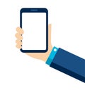 Hand holding smartphone template / male Royalty Free Stock Photo