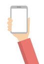 Hand holding smartphone template / female Royalty Free Stock Photo