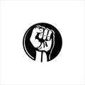 Revolution hand in circle frame for icon logo design idea