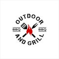Simple stamp barbecue logo design inspiration Royalty Free Stock Photo