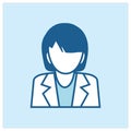 Female Doctor Simple Blue Health Icon Vector Ilustration