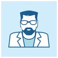 Male Doctor Simple Blue Health Icon Vector Ilustration