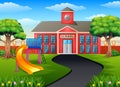 Scene with school building and playground Royalty Free Stock Photo