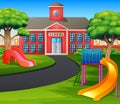 Scene with school building and playground Royalty Free Stock Photo