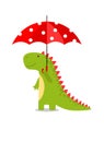 Print. Vector cartoon dinosaur with umbrella.