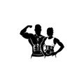 Physical Fitness, Sport Gym Logo,Bodybuilder with big muscles posing, Royalty Free Stock Photo