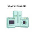 Vector illustration set of home appliances. Color line art design Royalty Free Stock Photo