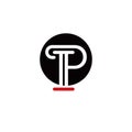 black monogram from letter P with icon pillar for legal