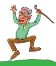 Old man or senior man happy jumping at the park Royalty Free Stock Photo