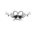 Flying Birds silhouettes in shape of heart, vector. Wall decals, wall artwork