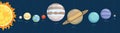 Solar System Planets. Vector illustration in cartoon flat style. Royalty Free Stock Photo