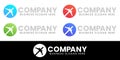 World Travel Globe Airplane Silhouette Logo Design Set. For Aircraft, Airline or Global Tour Agency and Fly Transportation Company Royalty Free Stock Photo