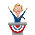 Caricature of Elizabeth Warren, giving a speech.