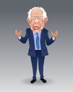 Caricature of Bernie Sanders, speaking and gesturing.