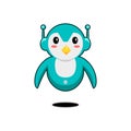 Cute robot pinguin mascot on white background