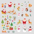 Christmas set. Characters, animals and Santa. Holiday set